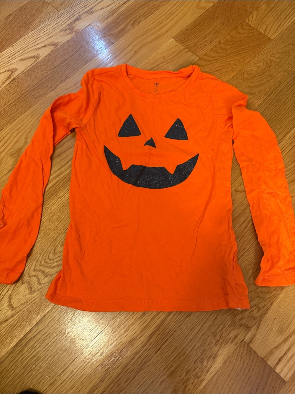GAP Orange Long Sleeve Shirt with Black Jack-O'-Lantern Face